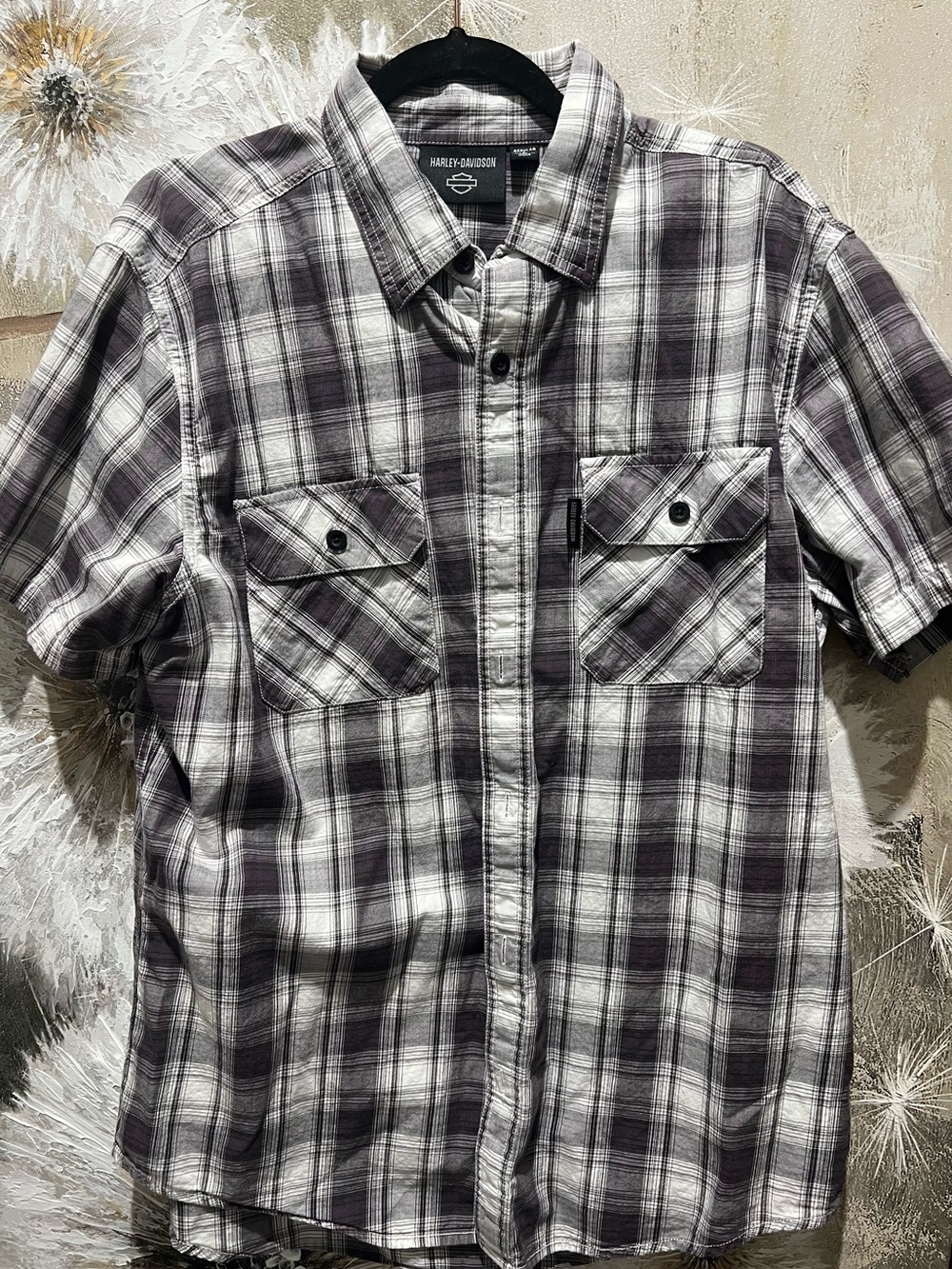 Harley-Davidson Men's Plaid Short-Sleeve button up Shirt